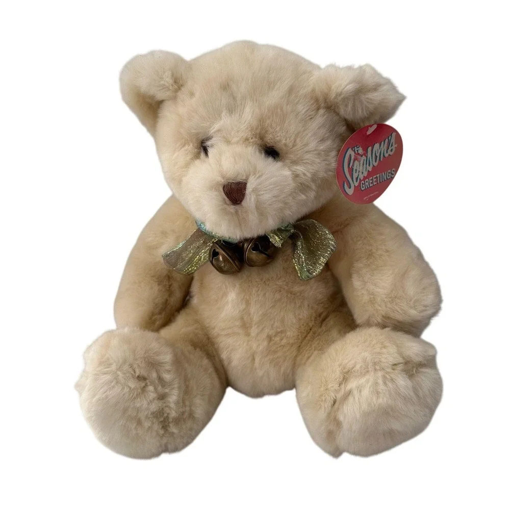 Seasons Greetings Teddy‎ Bear Jingle Bell Bow Plush 12